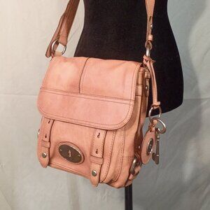 FOSSIL "Maddox" Long Live Vintage Traveler Brown Leather Messenger Crossbody Bag